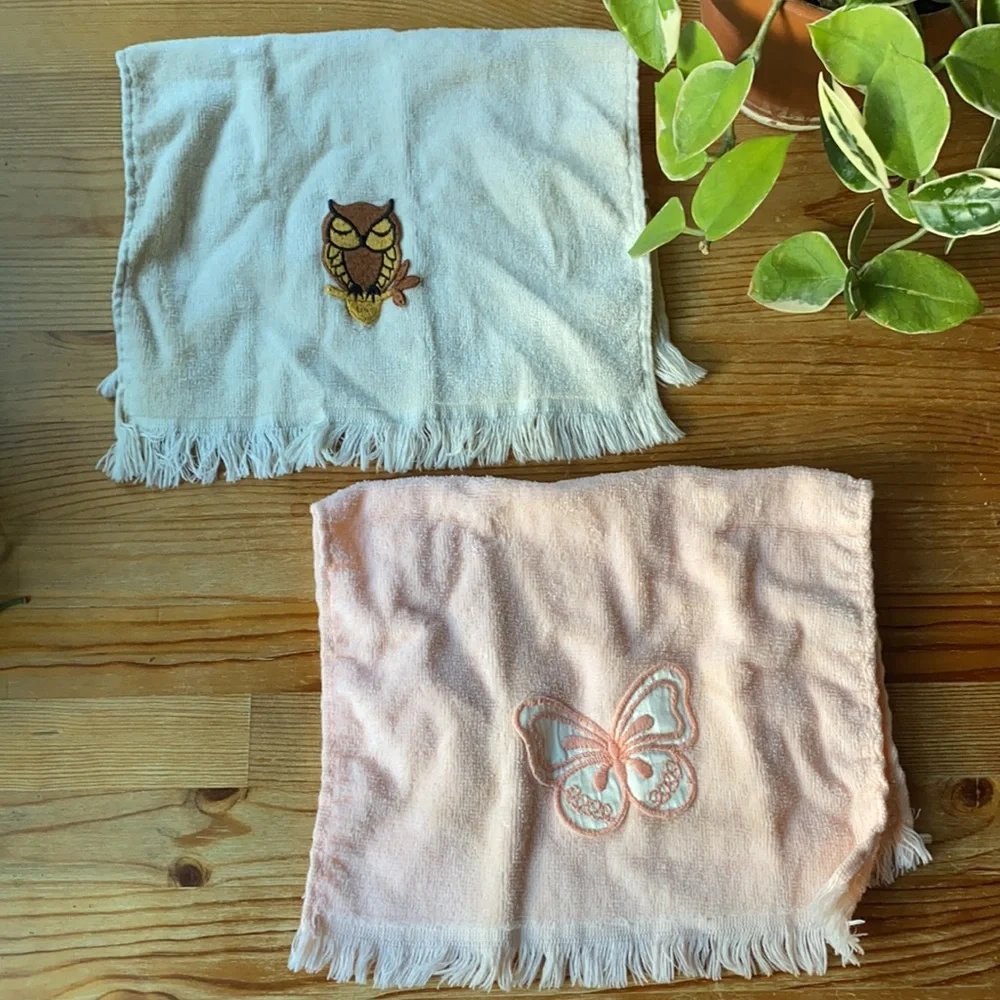 Vintage Owl and Butterfly Towels